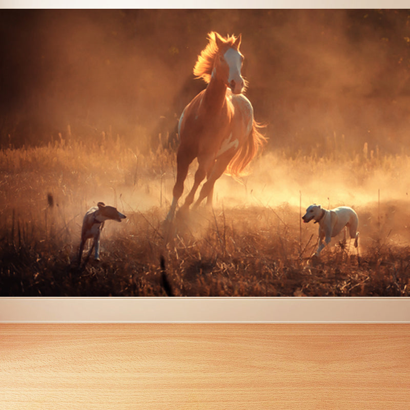 Running Horse and Sunset Mural Decal for Boys Bedroom Animals Wall Decor, Custom Clearhalo 'Wall Decor' 'Wall Mural' 1648185