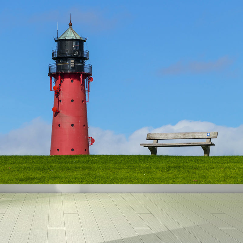 Photography Style Beacon Wall Mural for Living Room, Blue, Custom Size Available Blue Design 1 Clearhalo 'Wall Decor' 'Wall Mural' 1648233