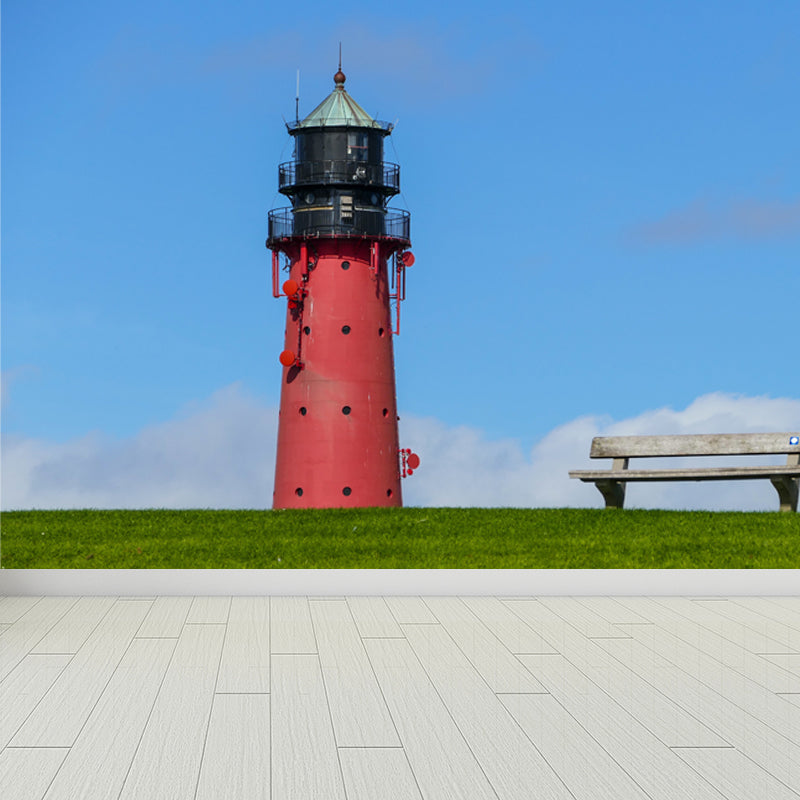 Photography Style Beacon Wall Mural for Living Room, Blue, Custom Size Available Clearhalo 'Wall Decor' 'Wall Mural' 1648234