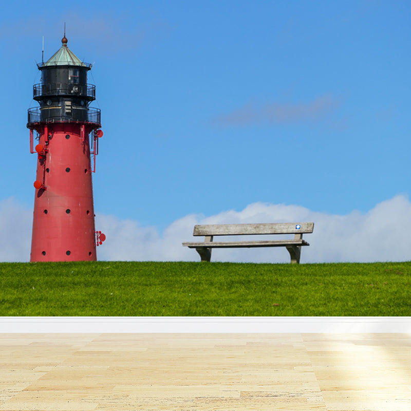 Photography Style Beacon Wall Mural for Living Room, Blue, Custom Size Available Clearhalo 'Wall Decor' 'Wall Mural' 1648235