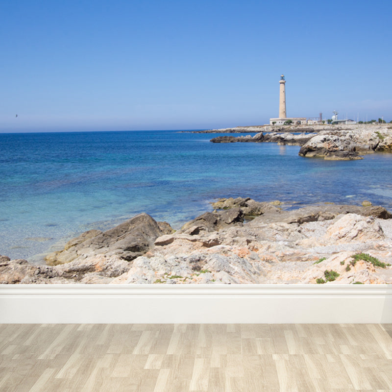 Photography Style Beacon Wall Mural for Living Room, Blue, Custom Size Available Blue Design 3 Clearhalo 'Wall Decor' 'Wall Mural' 1648243