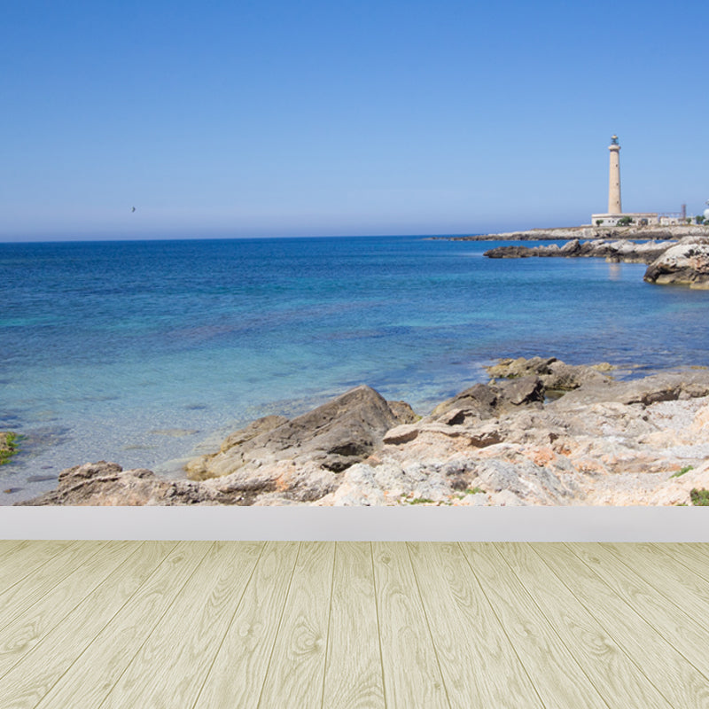 Photography Style Beacon Wall Mural for Living Room, Blue, Custom Size Available Clearhalo 'Wall Decor' 'Wall Mural' 1648244