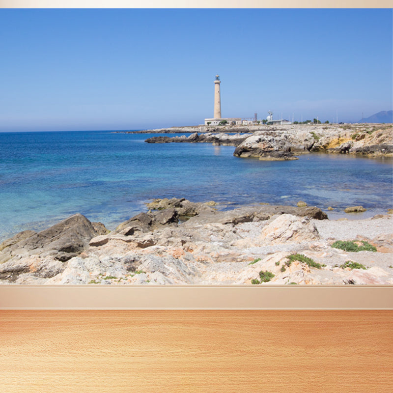 Photography Style Beacon Wall Mural for Living Room, Blue, Custom Size Available Clearhalo 'Wall Decor' 'Wall Mural' 1648245