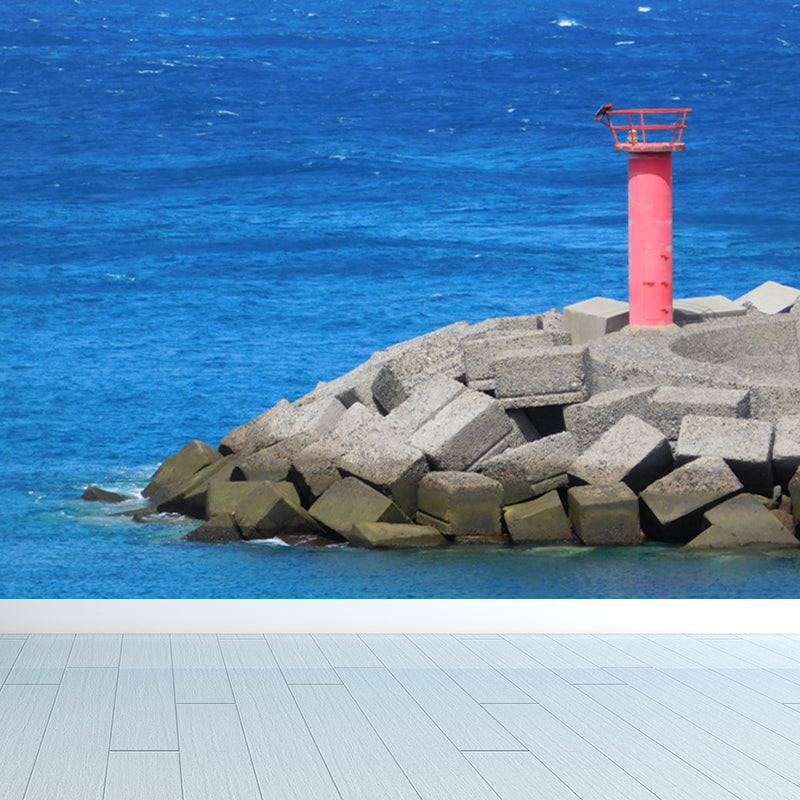 Photography Style Beacon Wall Mural for Living Room, Blue, Custom Size Available Blue Design 4 Clearhalo 'Wall Decor' 'Wall Mural' 1648248