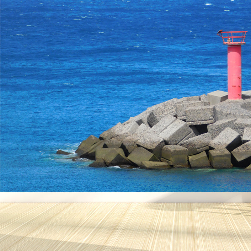 Photography Style Beacon Wall Mural for Living Room, Blue, Custom Size Available Blue custom Design 4 Clearhalo 'Wall Decor' 'Wall Mural' 1648249