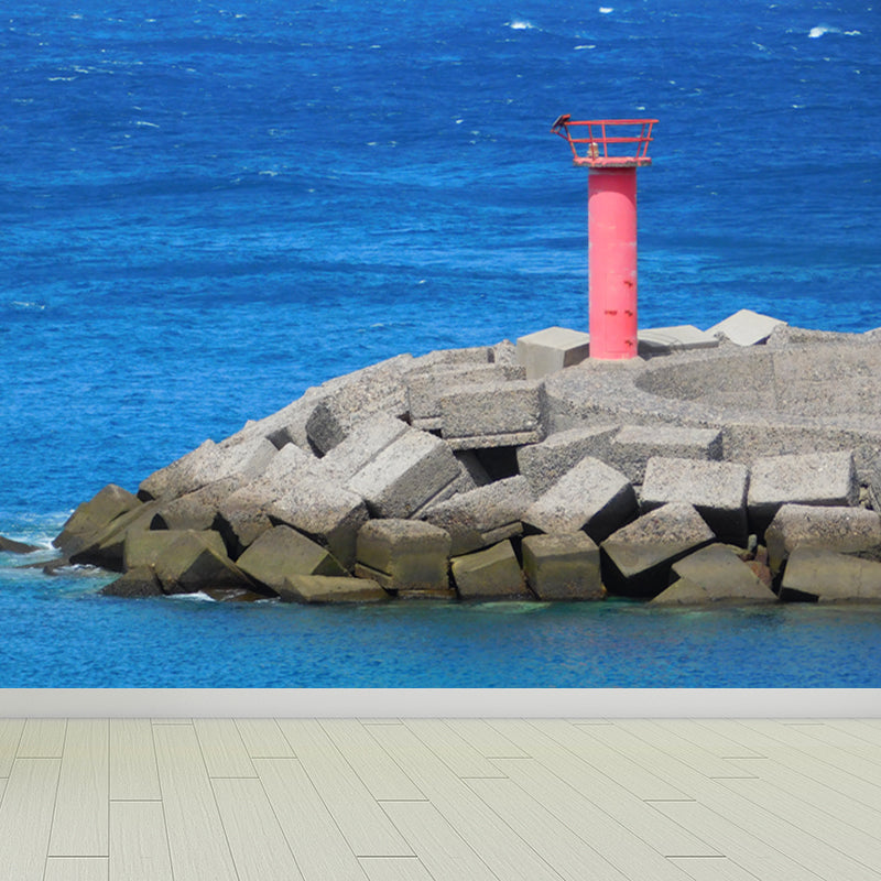 Photography Style Beacon Wall Mural for Living Room, Blue, Custom Size Available Clearhalo 'Wall Decor' 'Wall Mural' 1648250