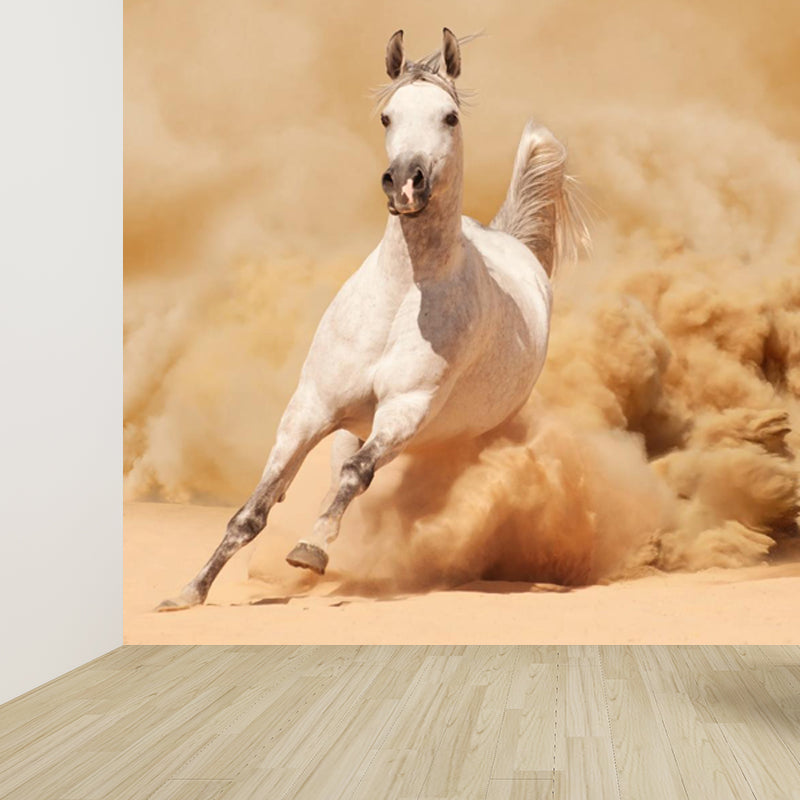 Photography Running Horse Wall Mural for Dining Room, Brown, Custom Size Available Brown Design 3 Clearhalo 'Wall Decor' 'Wall Mural' 1648263