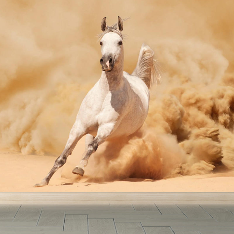 Photography Running Horse Wall Mural for Dining Room, Brown, Custom Size Available Clearhalo 'Wall Decor' 'Wall Mural' 1648264