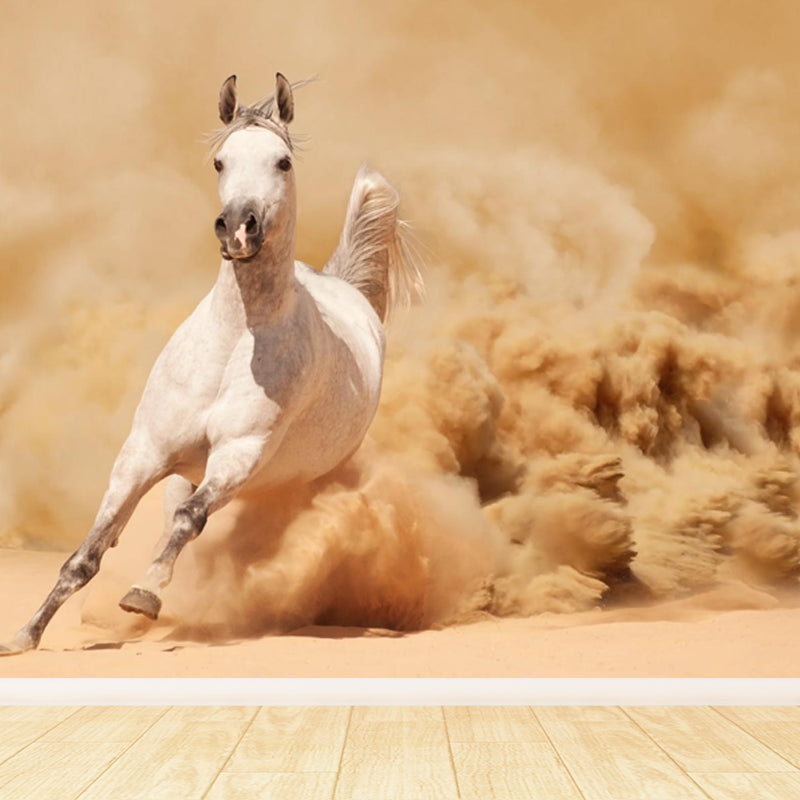 Photography Running Horse Wall Mural for Dining Room, Brown, Custom Size Available Clearhalo 'Wall Decor' 'Wall Mural' 1648265