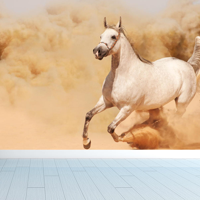 Photography Running Horse Wall Mural for Dining Room, Brown, Custom Size Available Brown Design 4 Clearhalo 'Wall Decor' 'Wall Mural' 1648268