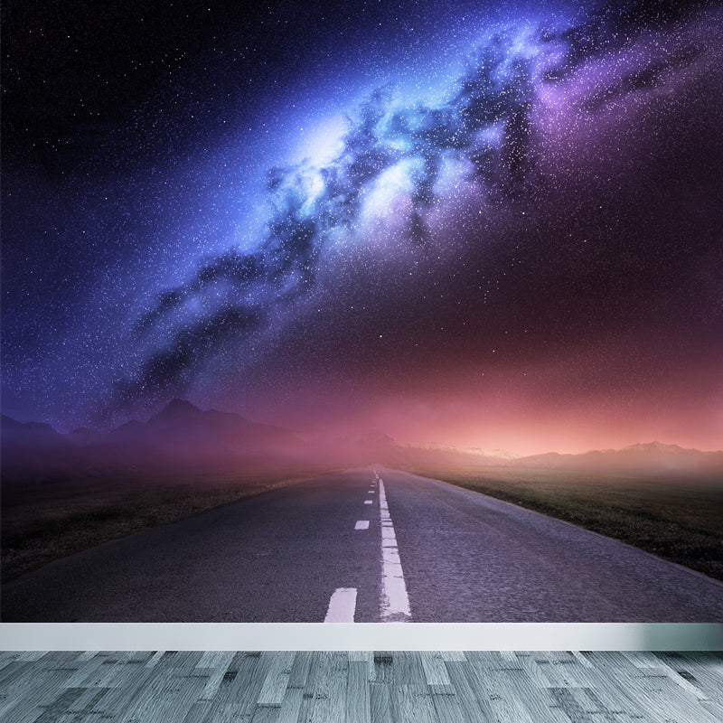 Huge Constellations View Mural for Bathroom Universe Wall Art in Dark Color, Stain-Proofing Purple Clearhalo 'Wall Decor' 'Wall Mural' 1648273