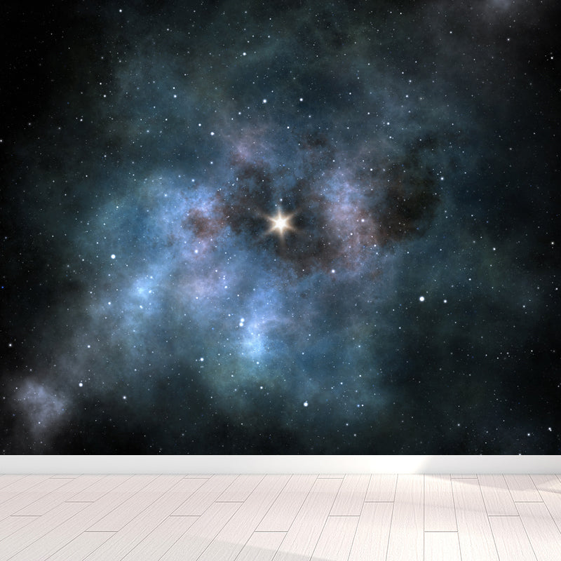 Huge Constellations View Mural for Bathroom Universe Wall Art in Dark Color, Stain-Proofing Grey Clearhalo 'Wall Decor' 'Wall Mural' 1648278