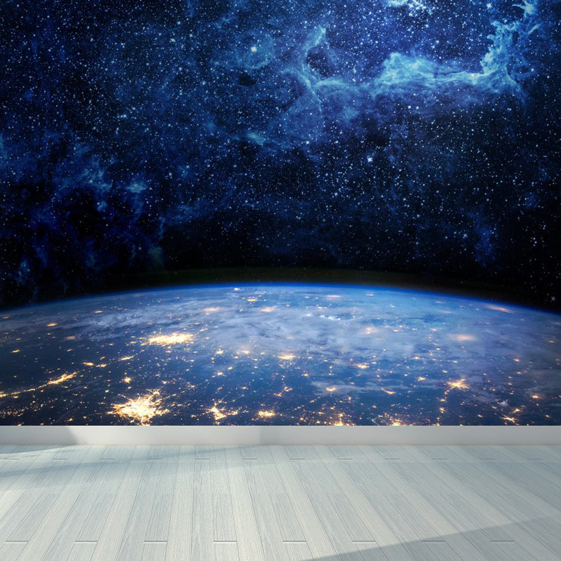 Huge Constellations View Mural for Bathroom Universe Wall Art in Dark Color, Stain-Proofing Blue Clearhalo 'Wall Decor' 'Wall Mural' 1648283