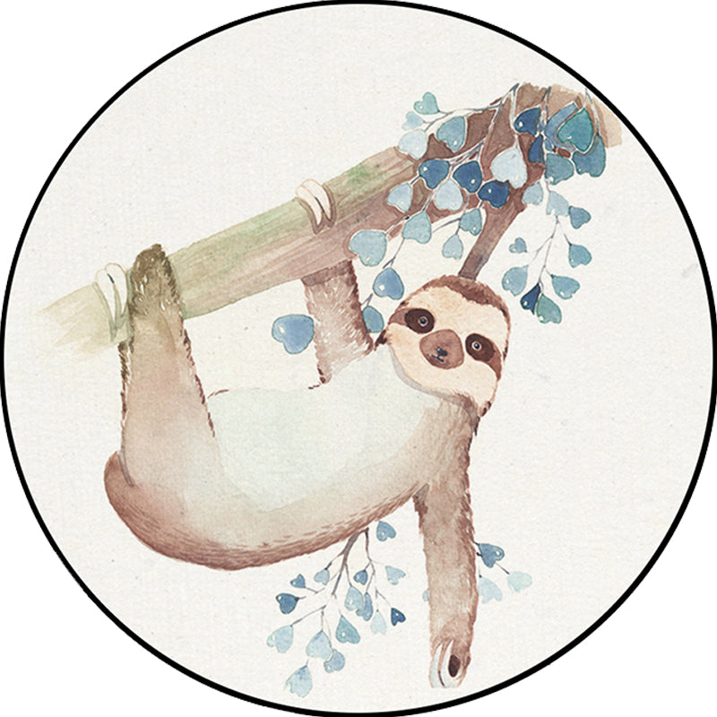 Cute Kids Rug in White Animal Owl Rabbit Sloth Pattern Rug Polyester Non-Slip Washable Carpet for Nursery Clearhalo 'Area Rug' 'Rug' 1648381