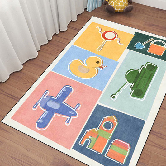 Unique Kids Rug Colorful Cars & Roads Duck Tank Plane Pattern Rug Polyester Pet Friendly Carpet for Nursery Clearhalo 'Area Rug' 'Rug' 1648404