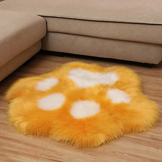 Stylish Kids Irregular Rug in White and Grey Footprint Pattern Rug Polyester Washable Carpet for Children's Room Orange 2'10" x 3'3"