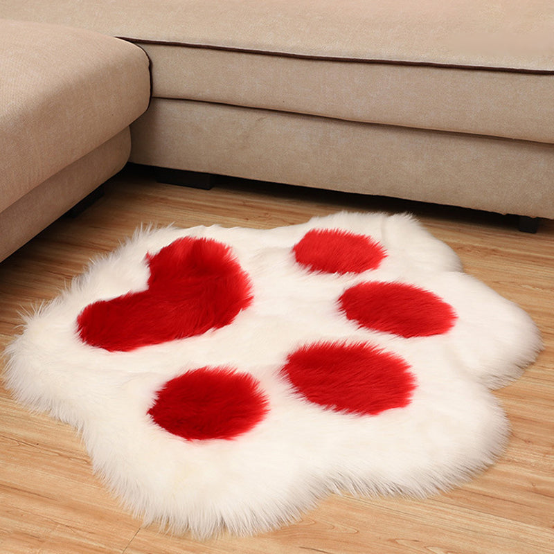 Stylish Kids Irregular Rug in White and Grey Footprint Pattern Rug Polyester Washable Carpet for Children's Room Red 2'10" x 3'3" Clearhalo 'Area Rug' 'Casual' 'Rugs' Rug' 1648421