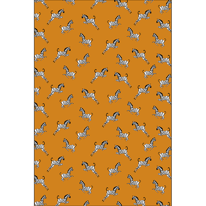 Orange Child's Room Rug Kids Animal Zebra Pattern Area Rug Polyester Stain-Resistant Carpet Clearhalo 'Area Rug' 'Rug' 1648436