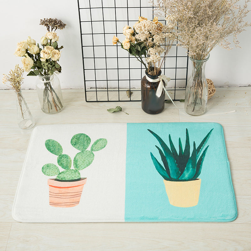 Casual Kids Rug in Pink and Yellow Botanical Cactus Aloe Pattern Rug Polyester Anti-Slip Carpet for Children's Room Green 2' x 2'11" Clearhalo 'Area Rug' 'Rug' 1648453