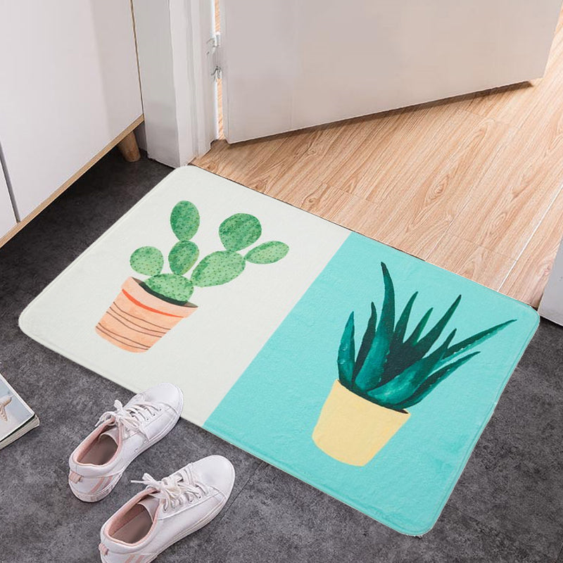 Casual Kids Rug in Pink and Yellow Botanical Cactus Aloe Pattern Rug Polyester Anti-Slip Carpet for Children's Room Clearhalo 'Area Rug' 'Rug' 1648454