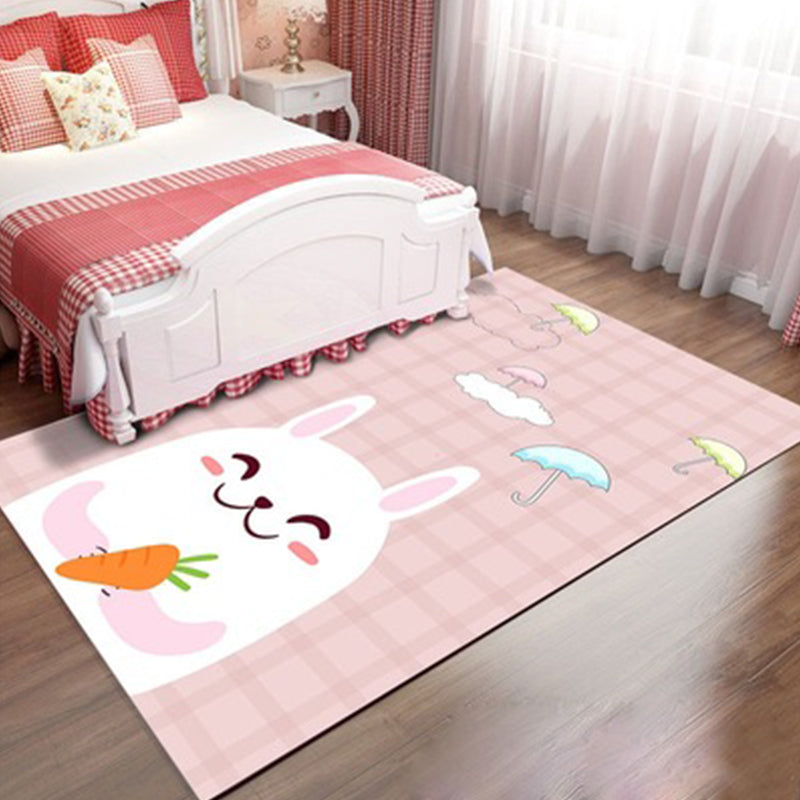 Stylish Kids Rug in Pink Animal Unicorn Cat Rabbit Pattern Rug Polyester Pet Friendly Carpet for Children's Room Red Clearhalo 'Area Rug' 'Rug' 1648462