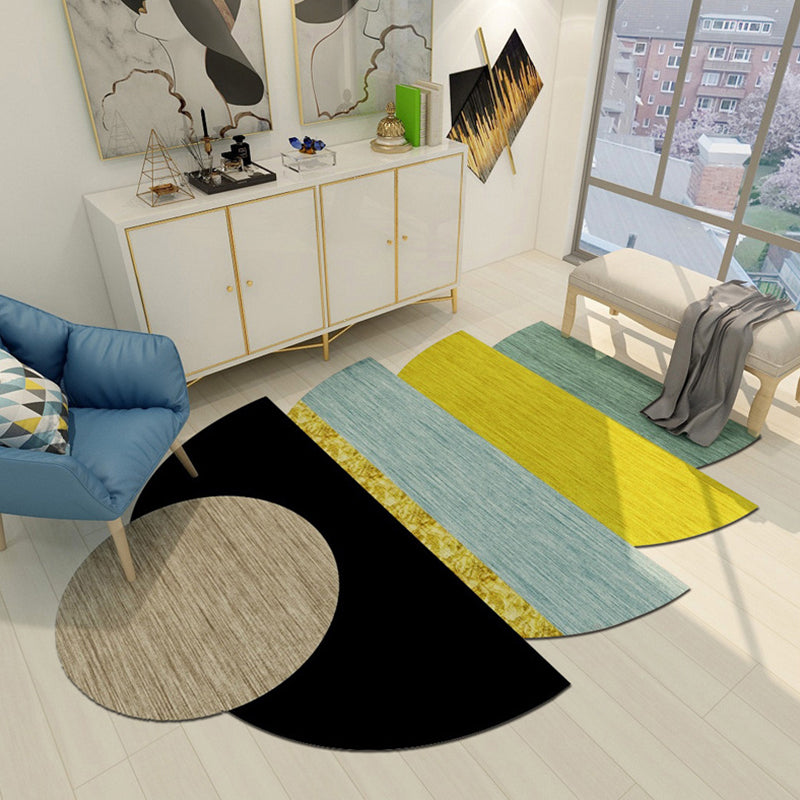 Simple Modern Irregular Rug Multicolor Color Block Stripe Print Area Rug Polyester Pet Friendly Carpet for Home Decor Black Clearhalo 'Area Rug' 'Rug' 1648500