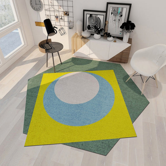 Simple Modern Irregular Rug Multicolor Color Block Stripe Print Area Rug Polyester Pet Friendly Carpet for Home Decor Yellow