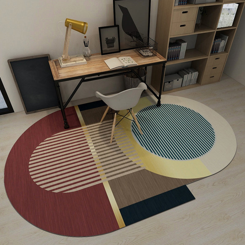 Simple Modern Irregular Rug Multicolor Color Block Stripe Print Area Rug Polyester Pet Friendly Carpet for Home Decor Red Clearhalo 'Area Rug' 'Rug' 1648502