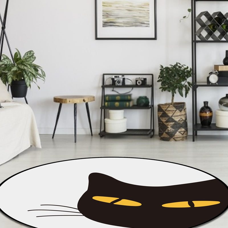 Grey Child's Room Rug Kids Animal Cat Funny Expression Pattern Area Rug Polyester Stain-Resistant Carpet Clearhalo 'Area Rug' 'Rug' 1648521
