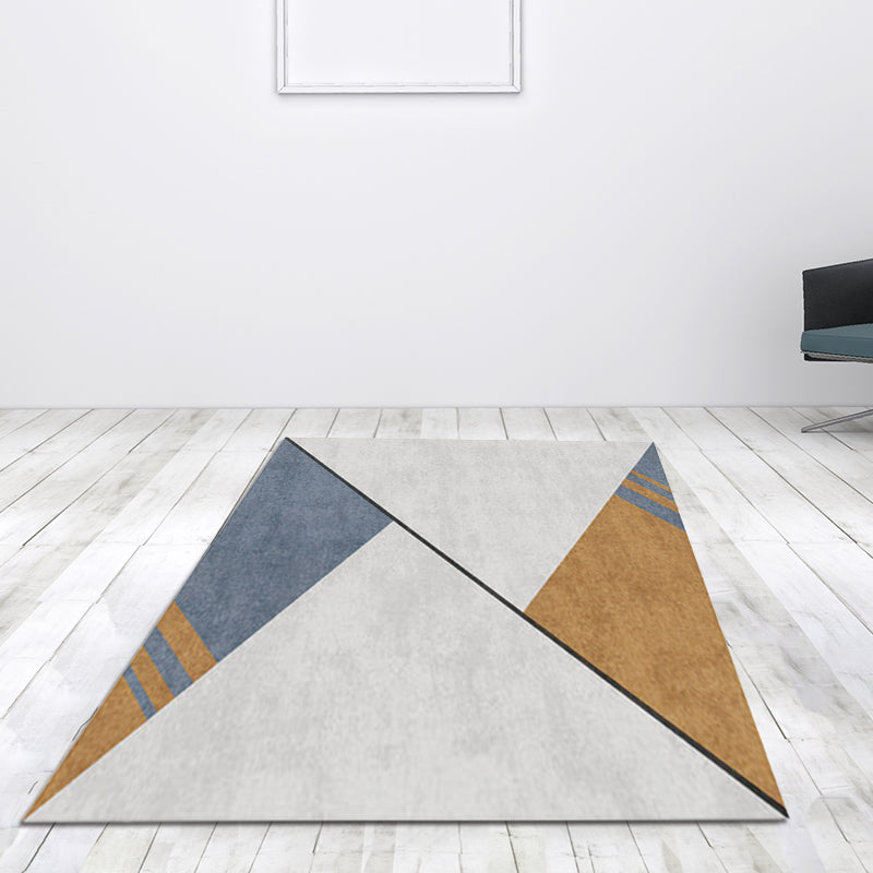Irregular Bedroom Rug in Grey Modern Colorblock Triangle Pattern Area ...