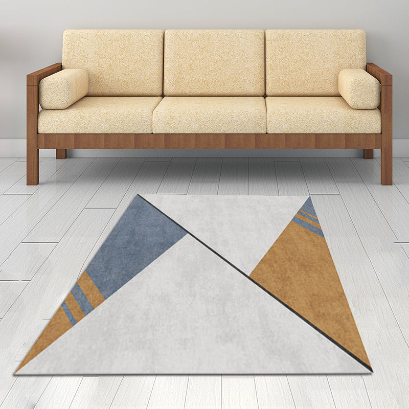 Irregular Bedroom Rug in Grey Modern Colorblock Triangle Pattern Area ...