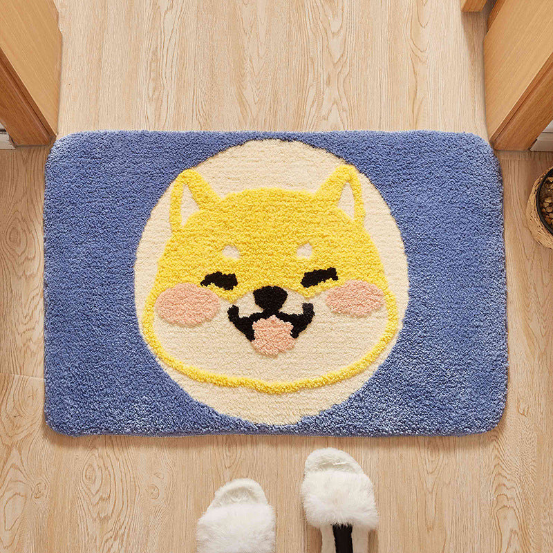 Green Child's Room Rug Kids Animal Dog Circle Pattern Area Rug Polyester Anti-Slip Backing Carpet Blue 2' x 2'11" Clearhalo 'Area Rug' 'Rug' 1648566