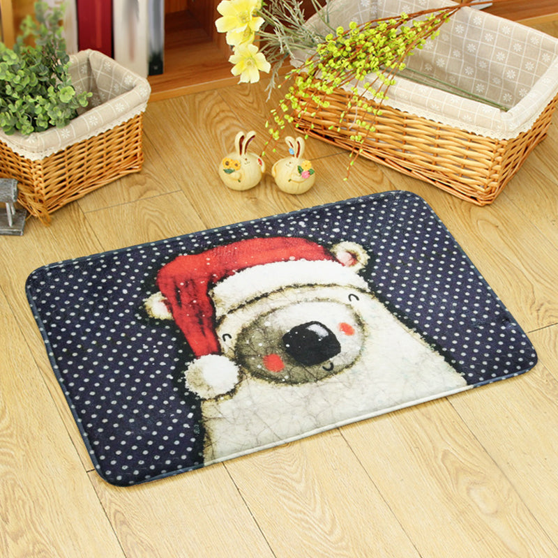 Cute Kids Rug in Orange and Green Animal Bear Mouse Pattern Rug Polyester Anti-Slip Carpet for Children's Room Blue 2' x 2'11" Clearhalo 'Area Rug' 'Rug' 1648608