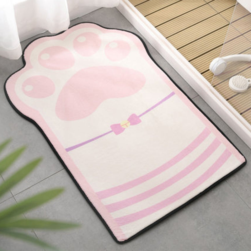 Kids Child's Room Irregular Rug in Pink and Purple Animal Paw Bow Tie Print Rug Polyester Non-Slip Backing Area Rug Pink Clearhalo 'Area Rug' 'Rug' 1648615