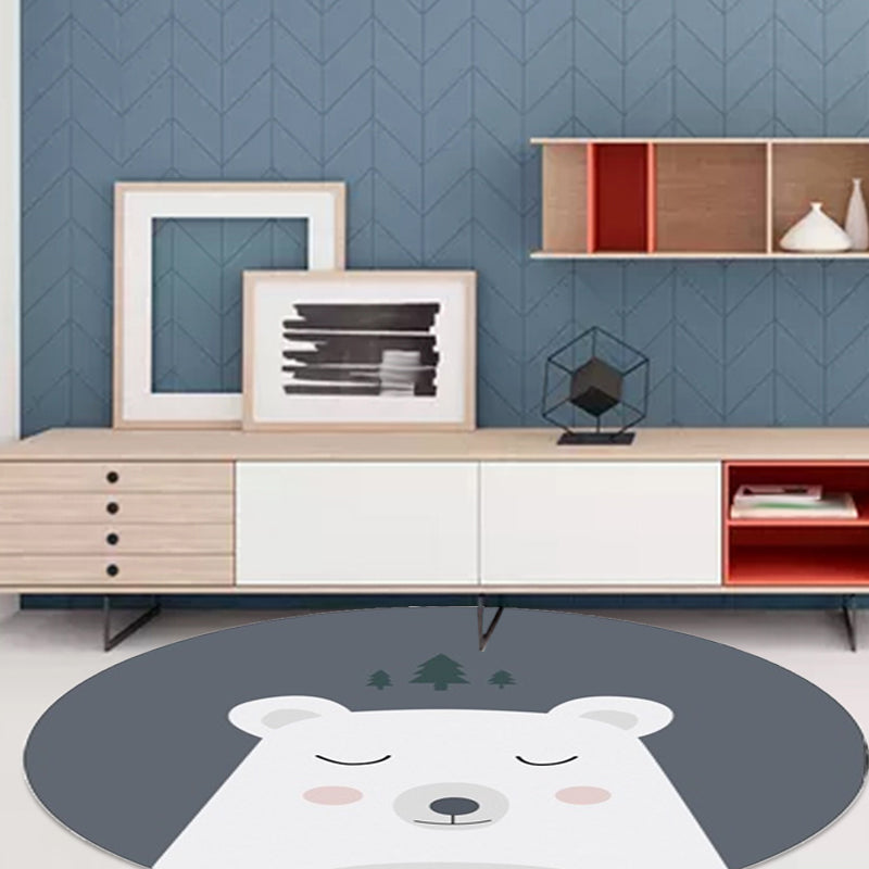 Red and Yellow Child's Room Rug Kids Animal Cat Bear Giraffe Pattern Area Rug Polyester Pet Friendly Washable Carpet Grey Clearhalo 'Area Rug' 'Rug' 1648682