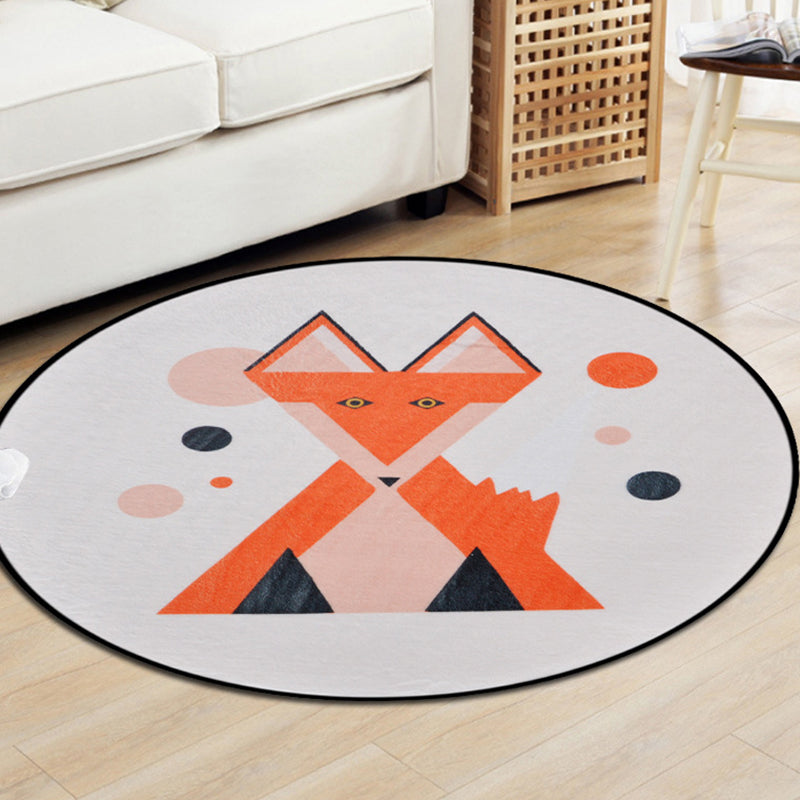 Brown and White Nursery Rug Kids Animal Fox Deer Geometry Pattern Area Rug Polyester Stain-Resistant Carpet Yellow Clearhalo 'Area Rug' 'Rug' 1648759