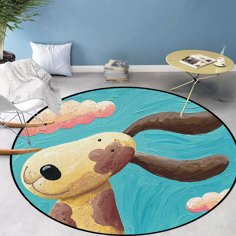Kids Bedroom Rug in Blue Animal Dog Cloud Print Rug Polyester Machine Washable Area Rug Blue Clearhalo 'Area Rug' 'Rug' 1648776
