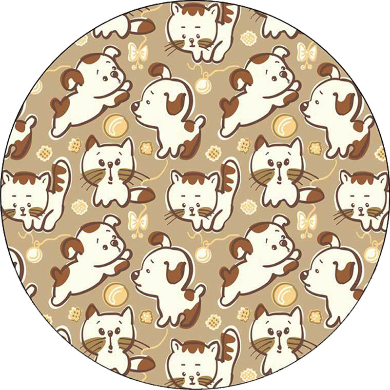 Kids Bedroom Rug in Brown and Pink Animal Dog Cat Print Rug Polyester Non-Slip Backing Area Rug Clearhalo 'Area Rug' 'Rug' 1648841