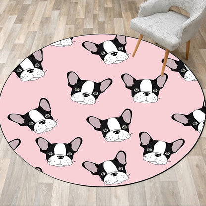 Kids Bedroom Rug in Brown and Pink Animal Dog Cat Print Rug Polyester Non-Slip Backing Area Rug Pink Clearhalo 'Area Rug' 'Rug' 1648850