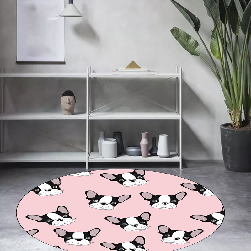 Kids Bedroom Rug in Brown and Pink Animal Dog Cat Print Rug Polyester Non-Slip Backing Area Rug Clearhalo 'Area Rug' 'Rug' 1648851
