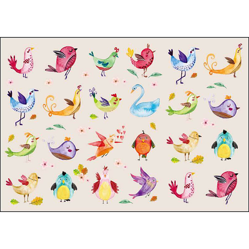 Ivory Child's Room Rug Kids Animal Panda Bird Pattern Area Rug Polyester Anti-Slip Machine Washable Carpet Clearhalo 'Area Rug' 'Rug' 1648879
