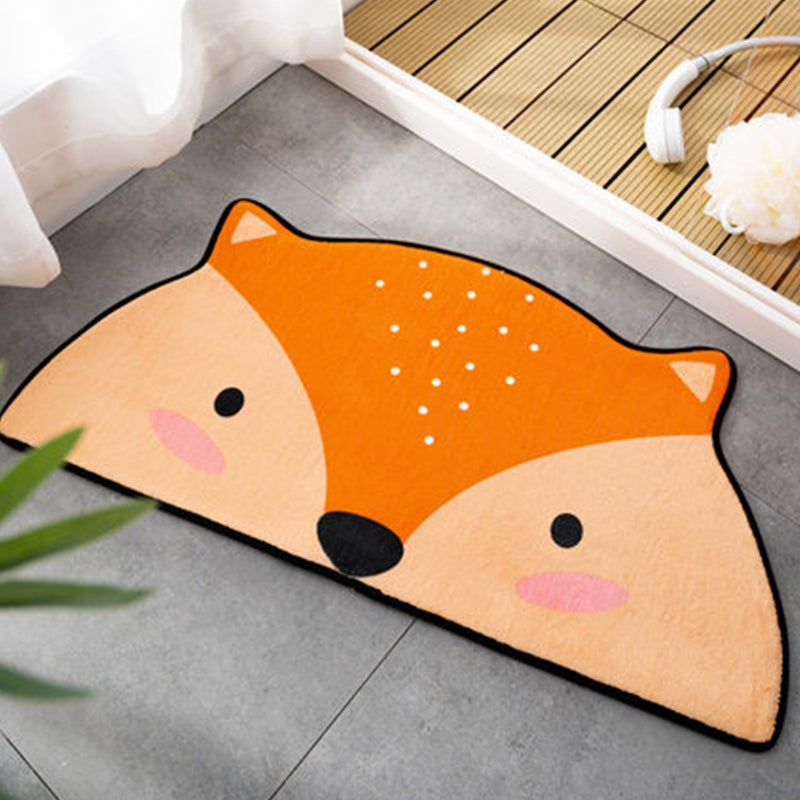 Irregular Nursery Rug Orange and Green Kids Animal Frog Cat Bear Pattern Area Rug Polyester Pet Friendly Carpet Orange 2' x 3'11" Clearhalo 'Area Rug' 'Rug' 1648880