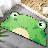 Irregular Nursery Rug Orange and Green Kids Animal Frog Cat Bear Pattern Area Rug Polyester Pet Friendly Carpet Green 2' x 3'11"