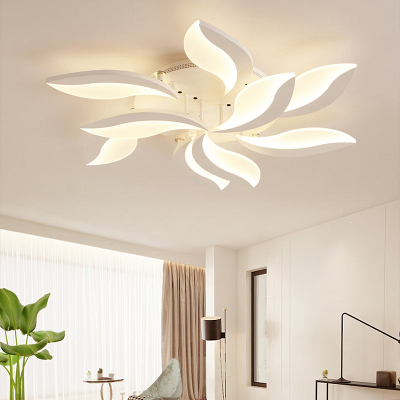 Acrylic Flower Flush Mount Light Contemporary LED 3/5/9 Lights Ceiling Lighting Fixture in Warm/White/Natural Light 9 White Clearhalo 'Ceiling Lights' 'Close To Ceiling Lights' 'Close to ceiling' 'Semi-flushmount' Lighting' 164896
