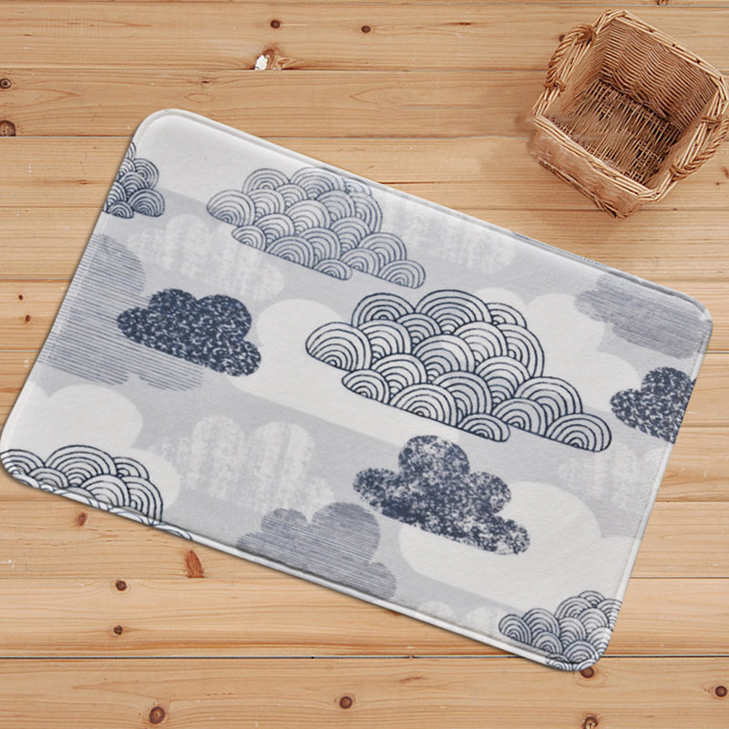 White and Grey Nursery Rug Kids Fairy Tales Cloud Rainy Pattern Area Rug Polyester Machine Washable Carpet Grey 2' x 2'11" Clearhalo 'Area Rug' 'Modern' 'Rugs' Rug' 1649011