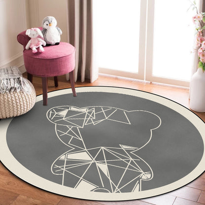 Cute Kids Rug in Grey and Brown Animal Bear Geometry Pattern Rug Polyester Stain-Resistant Carpet for Nursery Grey Clearhalo 'Area Rug' 'Rug' 1649016