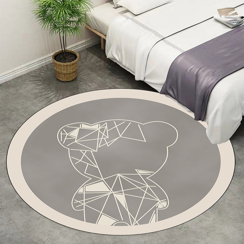 Cute Kids Rug in Grey and Brown Animal Bear Geometry Pattern Rug Polyester Stain-Resistant Carpet for Nursery Light Gray Clearhalo 'Area Rug' 'Rug' 1649025
