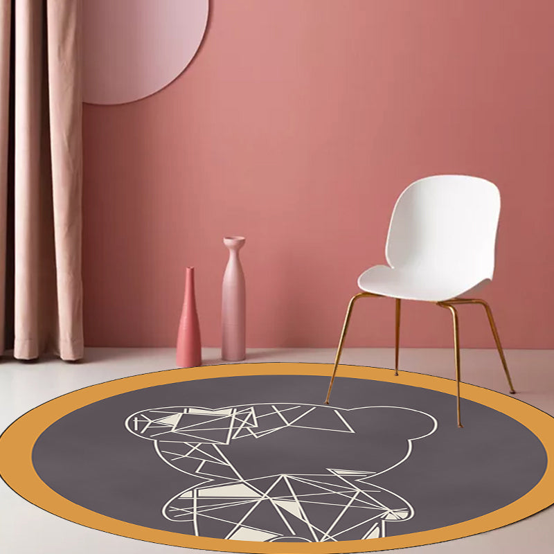 Cute Kids Rug in Grey and Brown Animal Bear Geometry Pattern Rug Polyester Stain-Resistant Carpet for Nursery Clearhalo 'Area Rug' 'Rug' 1649029