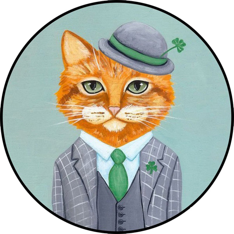 Kids Bedroom Rug in Green and Blue Animal Cat Glasses Print Rug Polyester Pet Friendly Area Rug Clearhalo 'Area Rug' 'Rug' 1649054