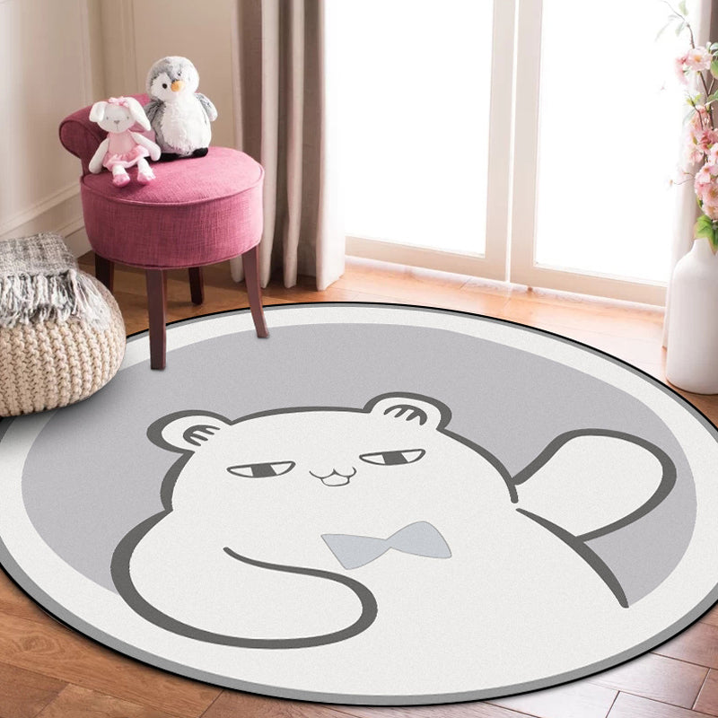 Casual Kids Rug in Grey Animal Bear Pattern Rug Polyester Anti-Slip Backing Washable Carpet for Nursery Clearhalo 'Area Rug' 'Rug' 1649062
